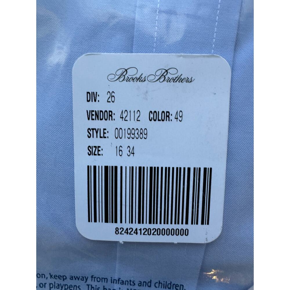 NWT Brooks Brothers Stretch Non-Iron Pinpoint Oxford Ansley Collar Shirt - Picture 6 of 8